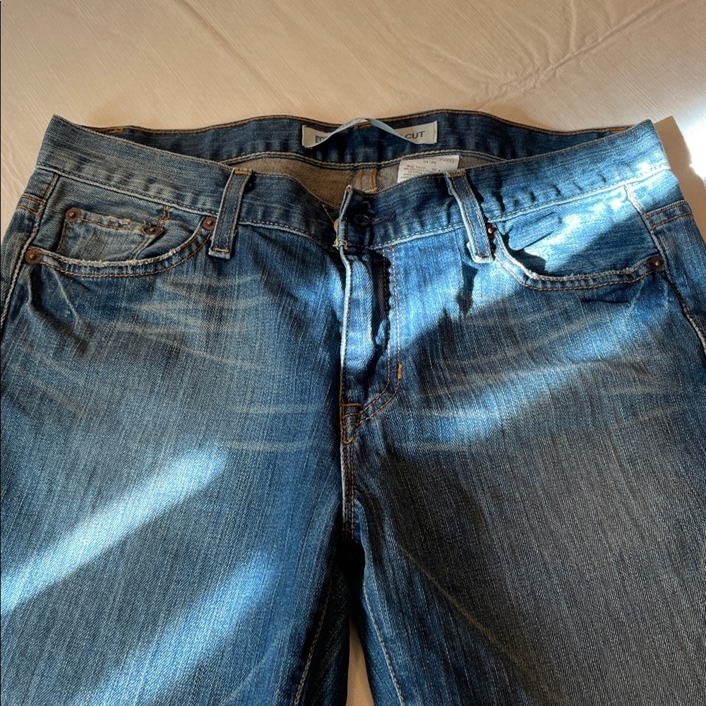 LONG Blue Denim low rise Jeans, boot cut 10 long